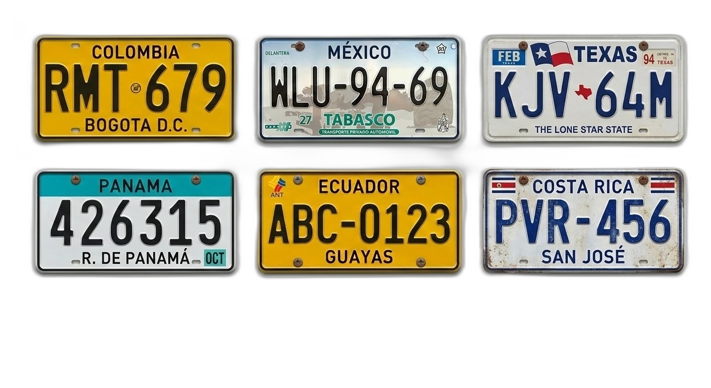 Placas vehiculares de Colombia, Mexico, Texas, Panama, Ecuador y Costa Rica reconocidas por LPR